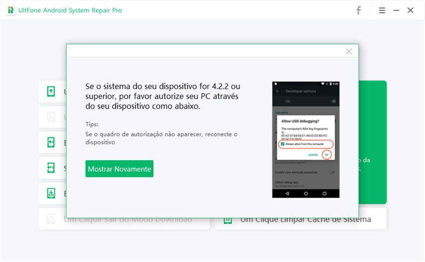 propmt de depuração usb no Android 4.2.2