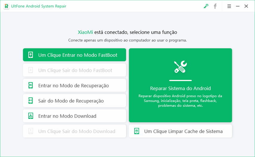 um clique para entrar no modo fastboot