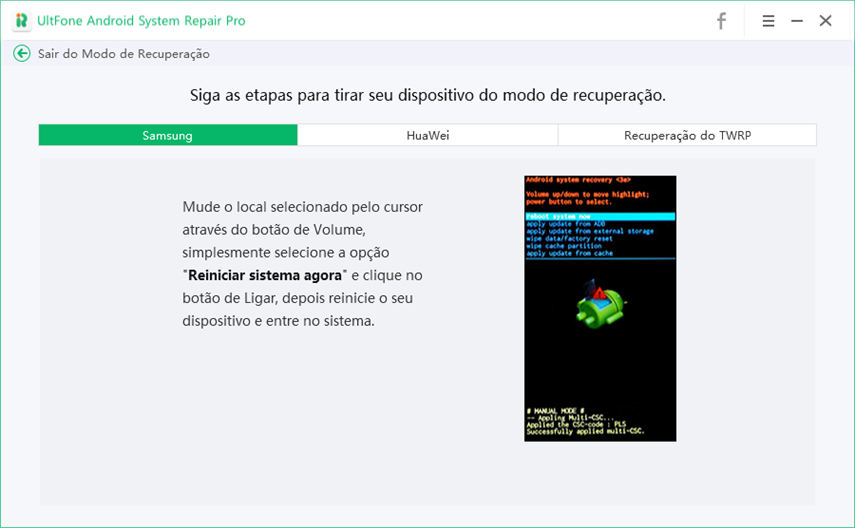 sair do modo de recuperação no Samsung