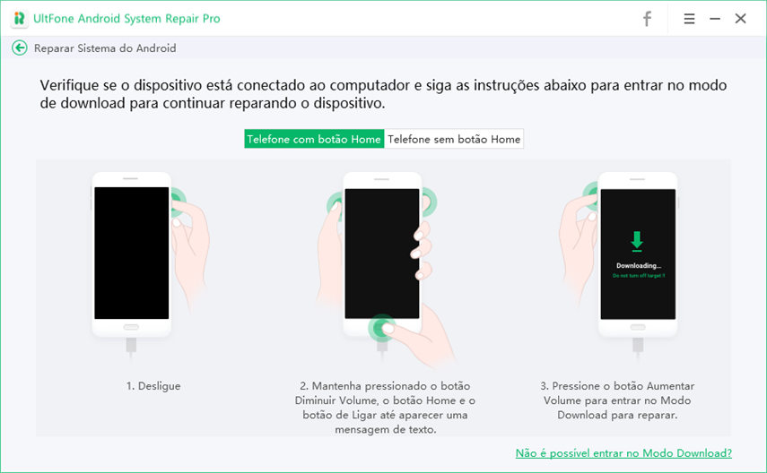 entrar no modo de download no Android