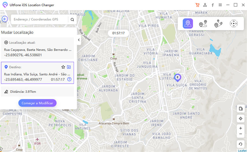 selecione um endereço virtual para começar a mudar o gps no iphone