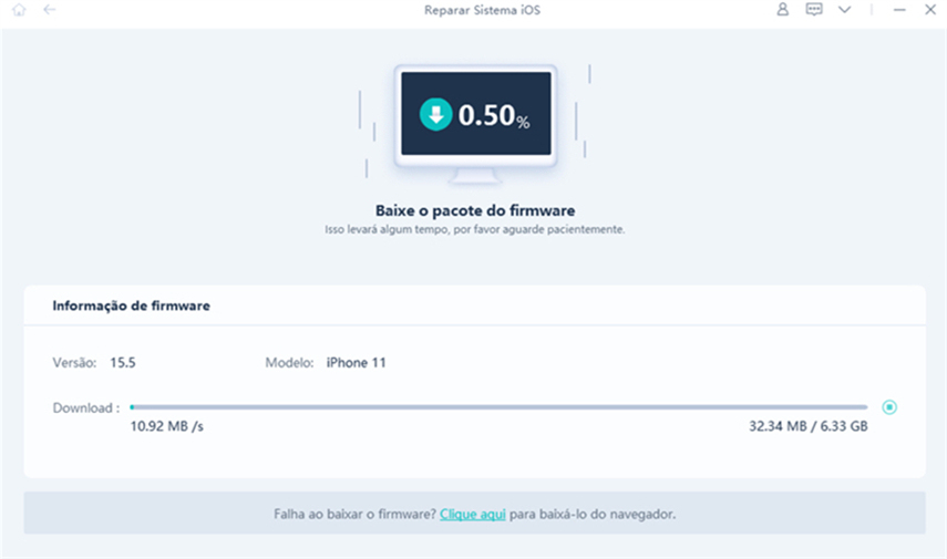 pacote de firmware está sendo baixado