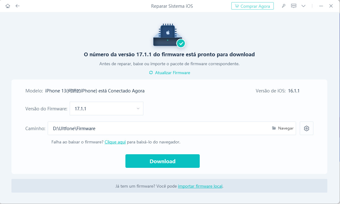 download do pacote de firmware com a versão completa do reiboot