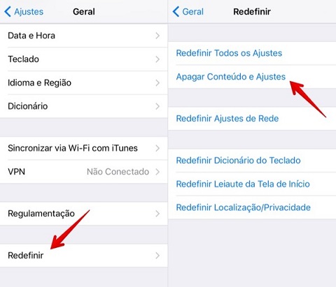 erase all content and settings