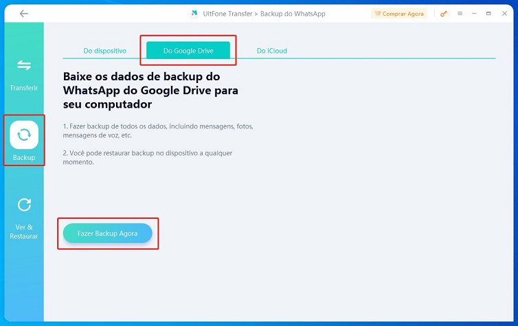 restaurar backup do whatsapp no google drive