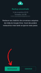 restaurar backup do whatsapp no google drive