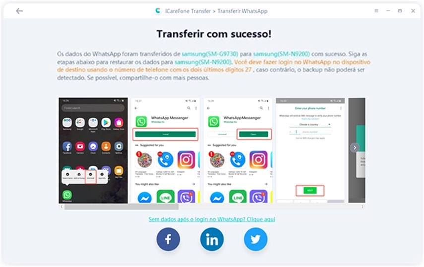 transferência concluída no android