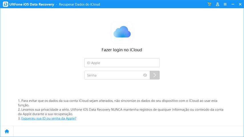 faça login na conta do icloud e verifique os arquivos