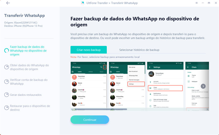 faça backup dos dados do whatsapp no android antes de transferir