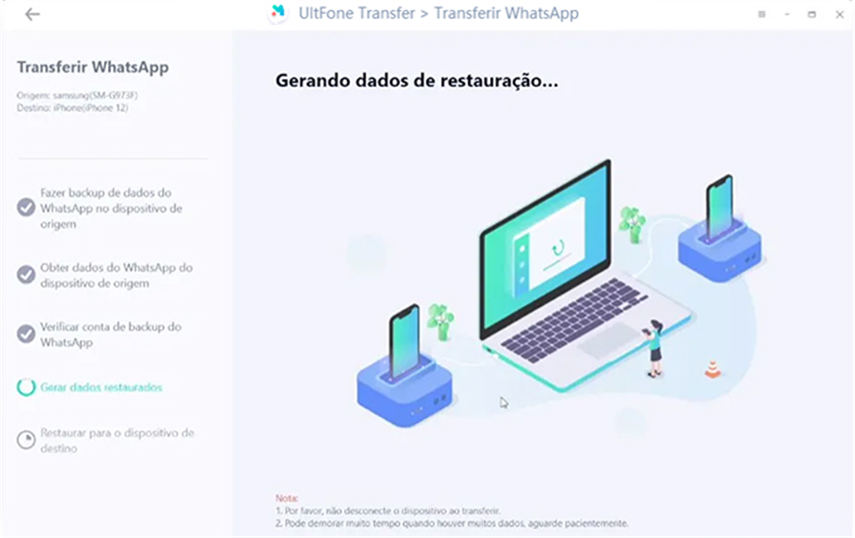 gerar dados do whatsapp para transferir para o android
