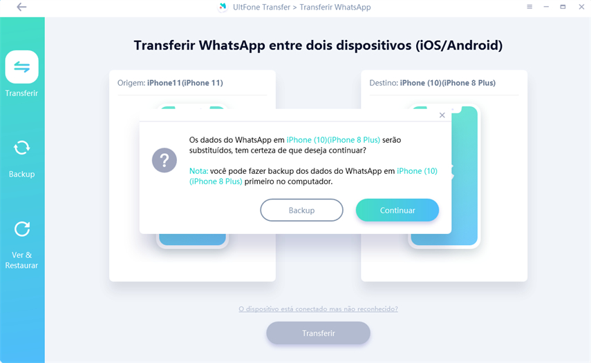 alerta de transferência de whatsapp