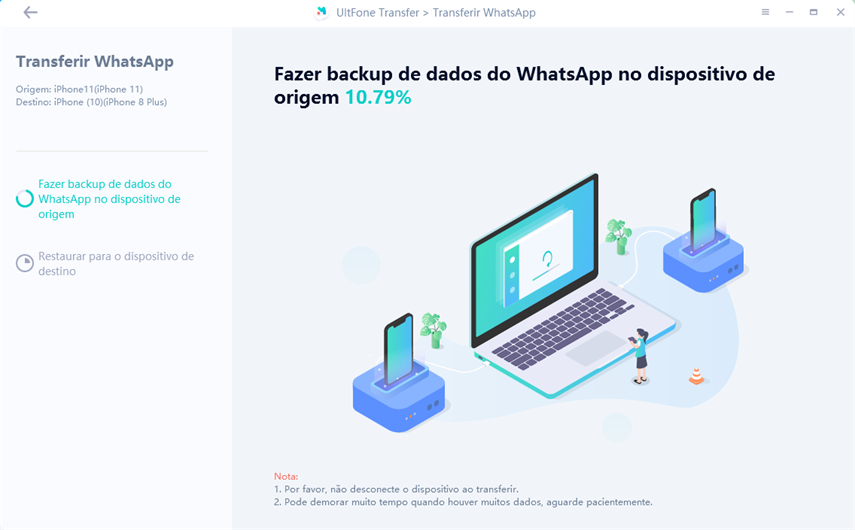 faça backup do whatsApp no dispositivo de origem antes de transferir para o novo iphone