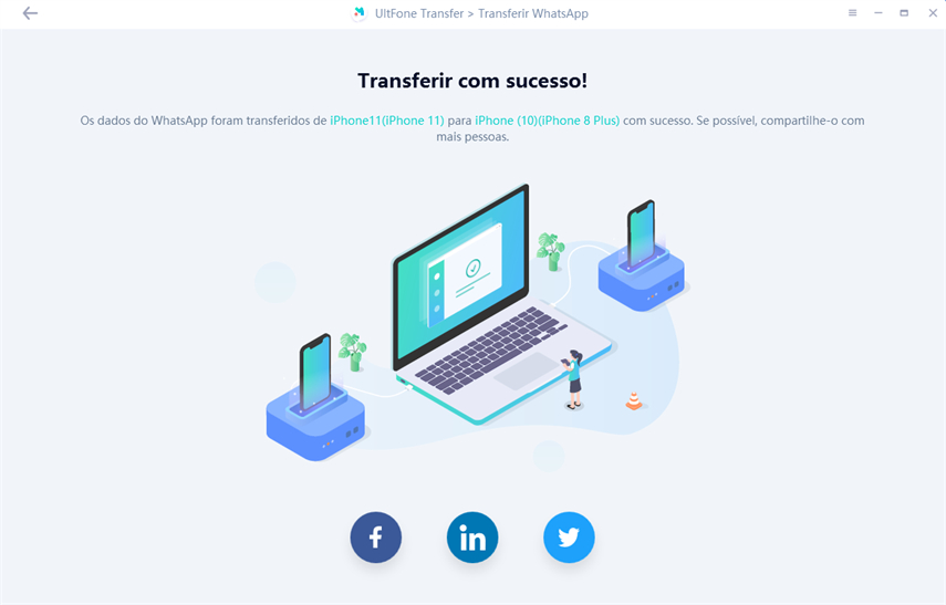 transferência do whatsapp para iphone concluída