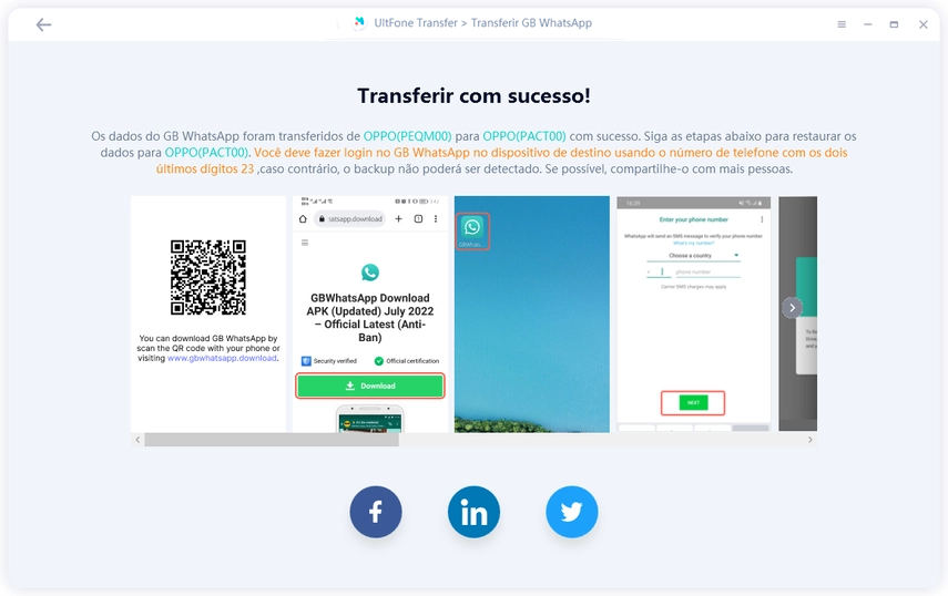 transferir dados whatsapp gb com sucesso