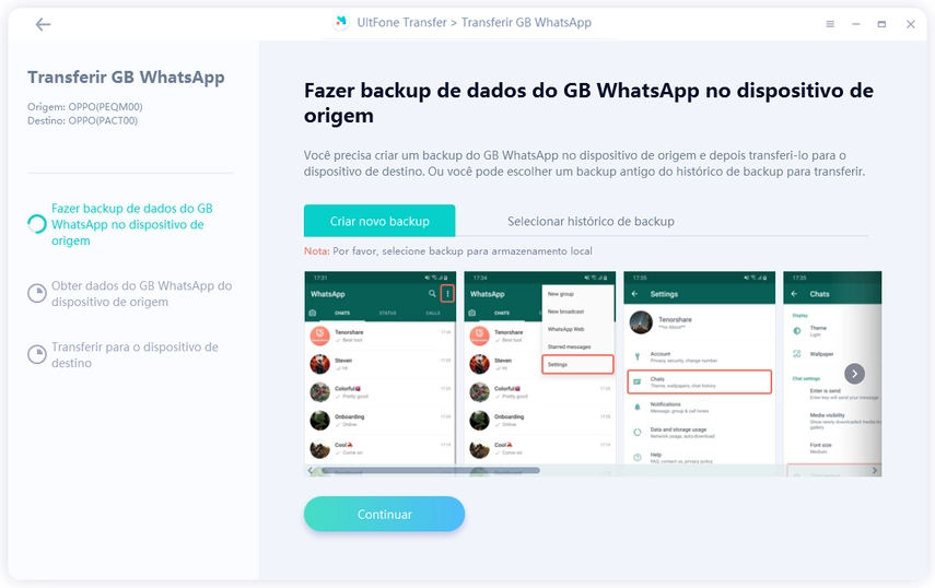 fazer backup do whatsapp gb