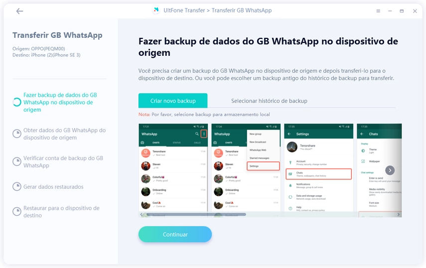 fazer backup do whatsapp gb no android